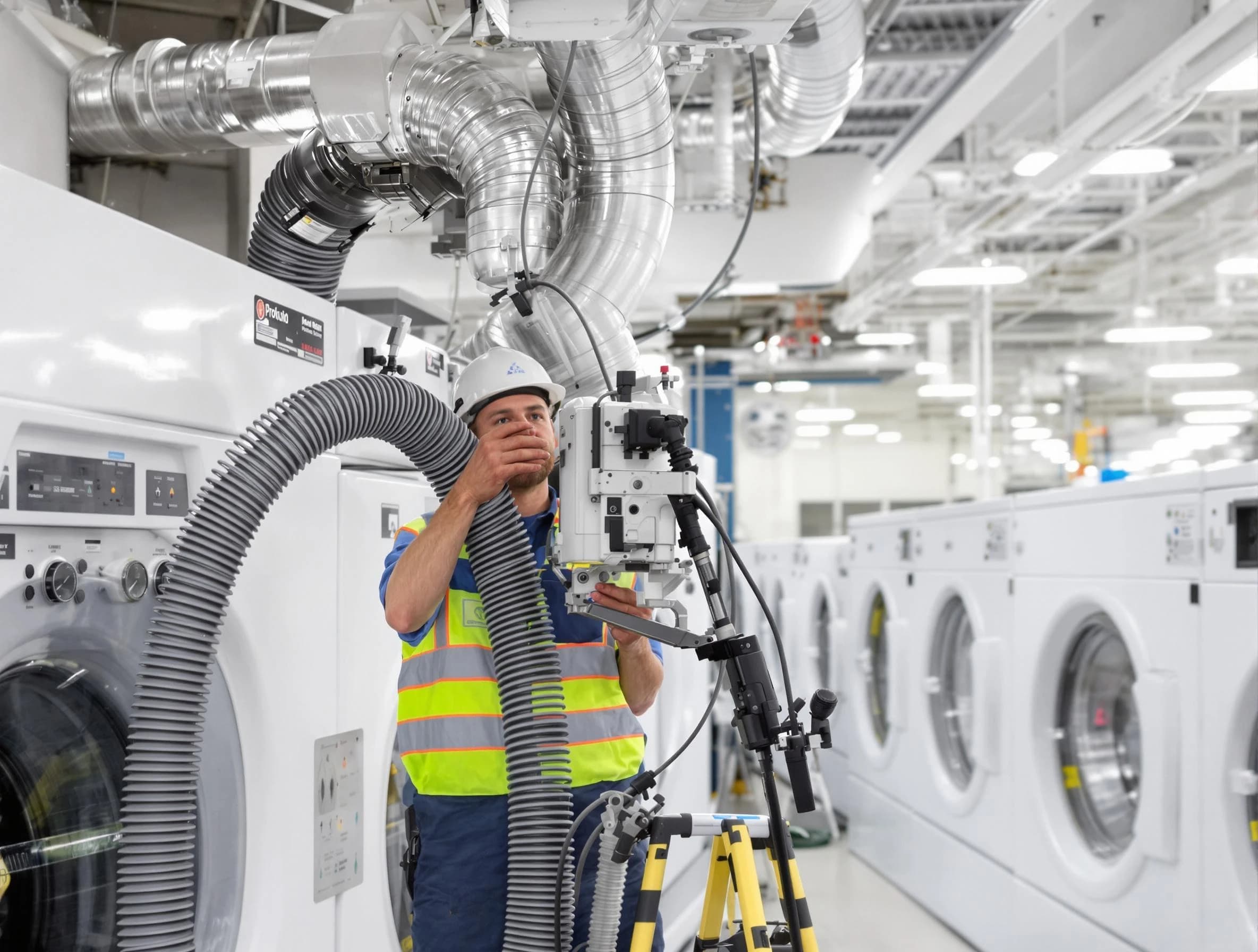 Marlborough Dryer Vent Cleaning team performing commercial-grade dryer vent cleaning at a business facility in Marlborough