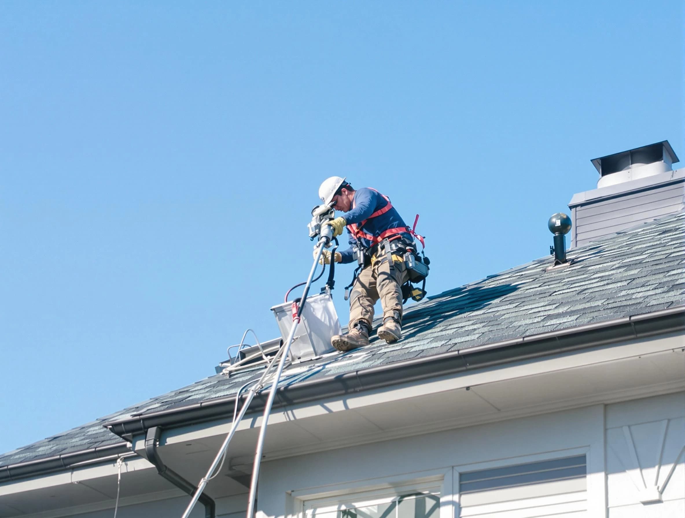 Marlborough Dryer Vent Cleaning certified technician cleaning a roof-mounted dryer vent system in Marlborough
