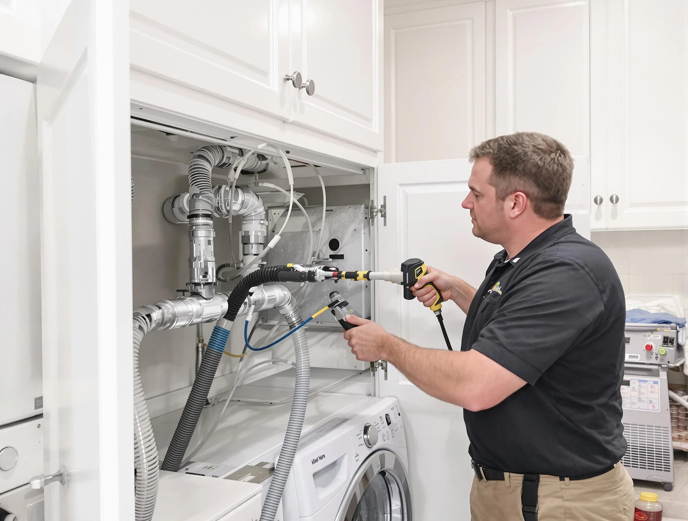 Marlborough Dryer Vent Cleaning professional removing severe blockage from a clogged dryer vent in Marlborough