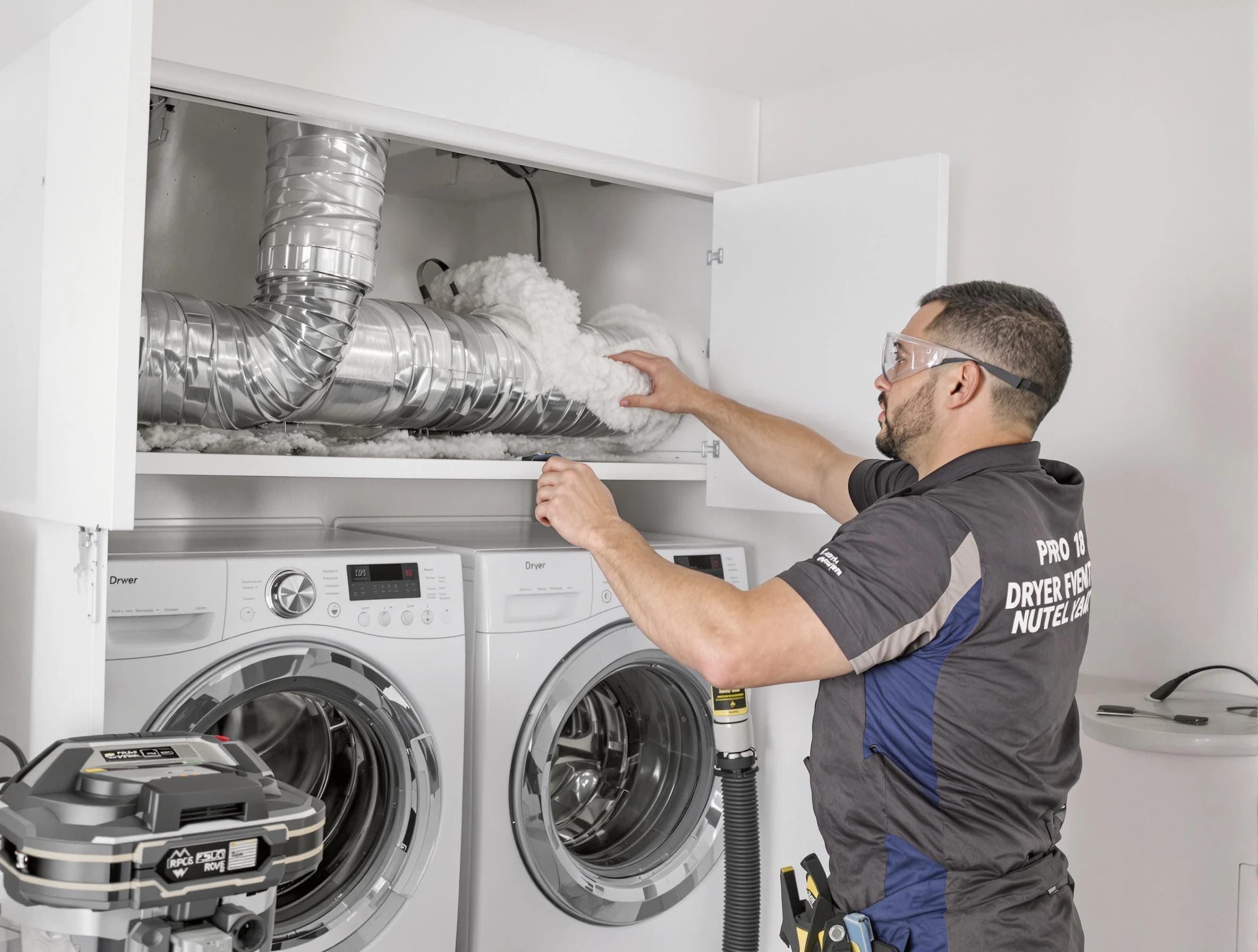Marlborough Dryer Vent Cleaning certified technician performing specialized gas dryer vent cleaning in Marlborough