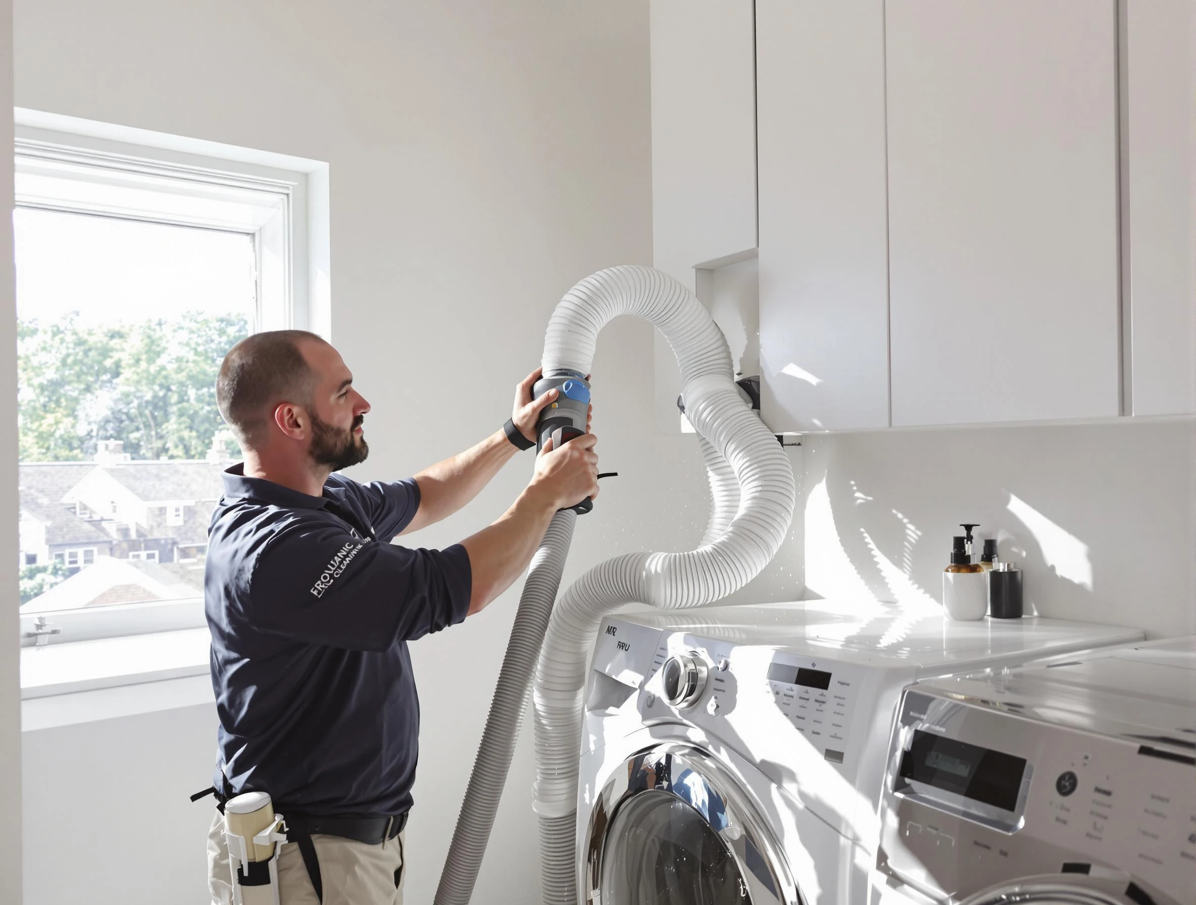 Certified Marlborough Dryer Vent Cleaning technician performing dryer vent cleaning in Marlborough